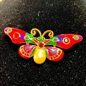 Joan Rivers Colorful Enamel Butterfly Brooch
